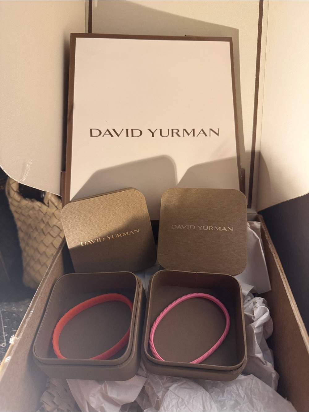 David Yurman Pink and Coral Cable Bracelets plus Inclusions